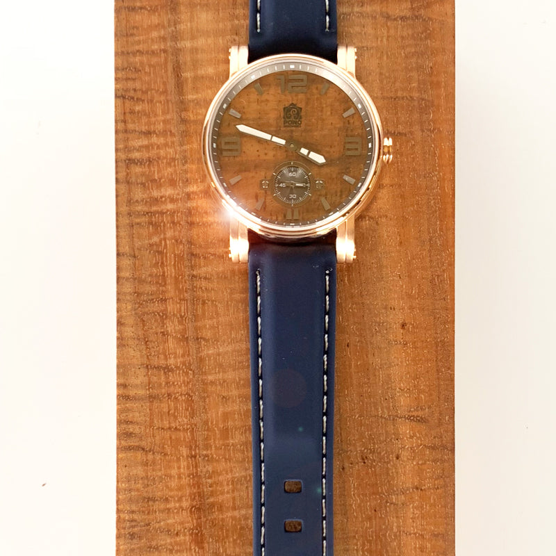 36mm Waterman Rose Gold with Silicone Navy or Black Band