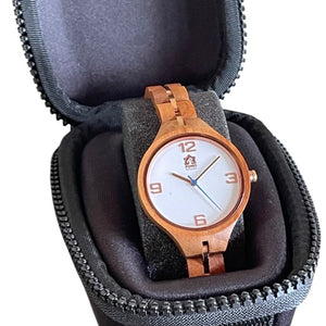 Hawaiian Koa Wood Watch - Women's Minimalist Round Face