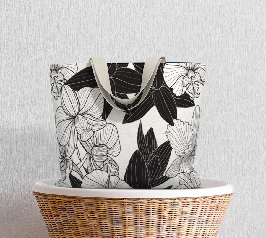 Black Orchid Large Tote